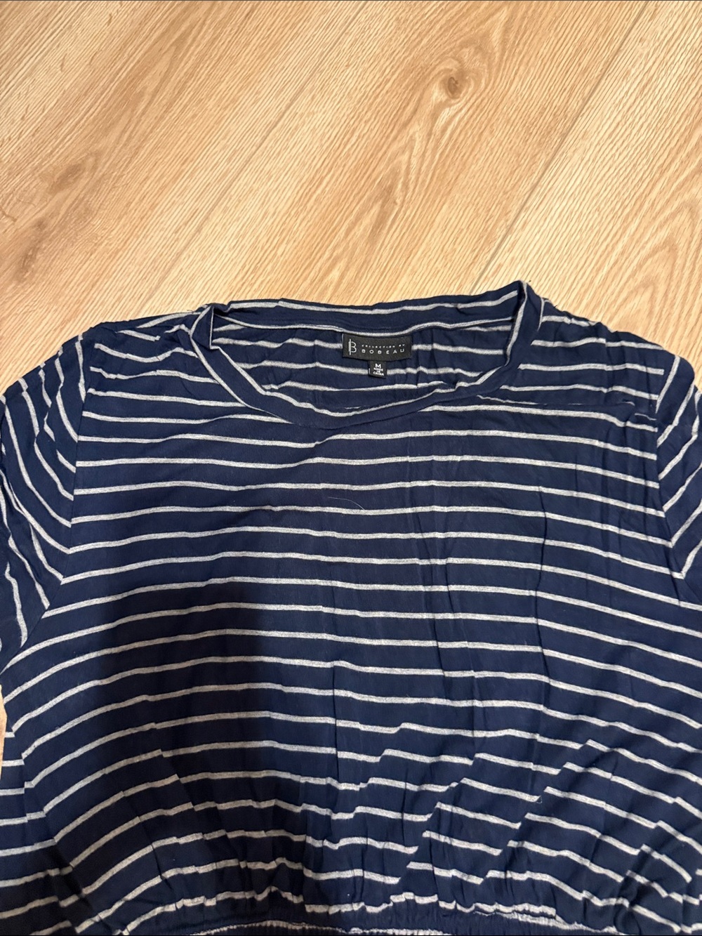 bobeau Navy and Grey Striped Casual Waist-Elastic Dress - Picture 5 of 6